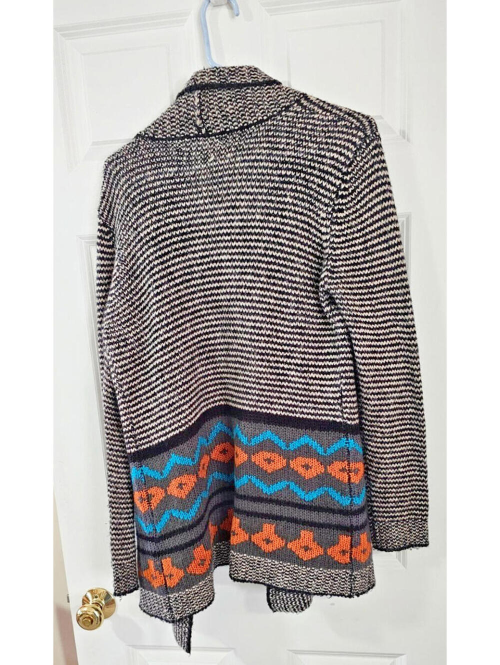 Say What? Open Front Cardigan black + white- long sleeves Sz  large - Picture 2 of 2